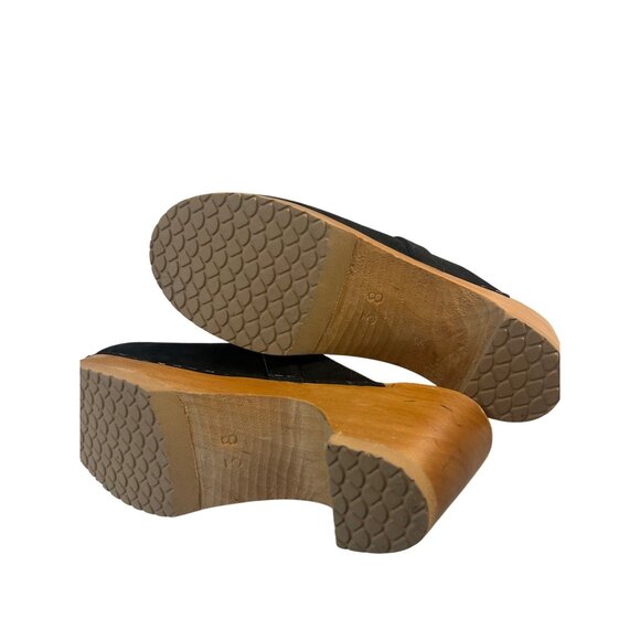 Maguba Swedish Clogs Stockholm Black Natural Suede Leather Shoes 38 US 8 8.5 - Picture 4 of 6